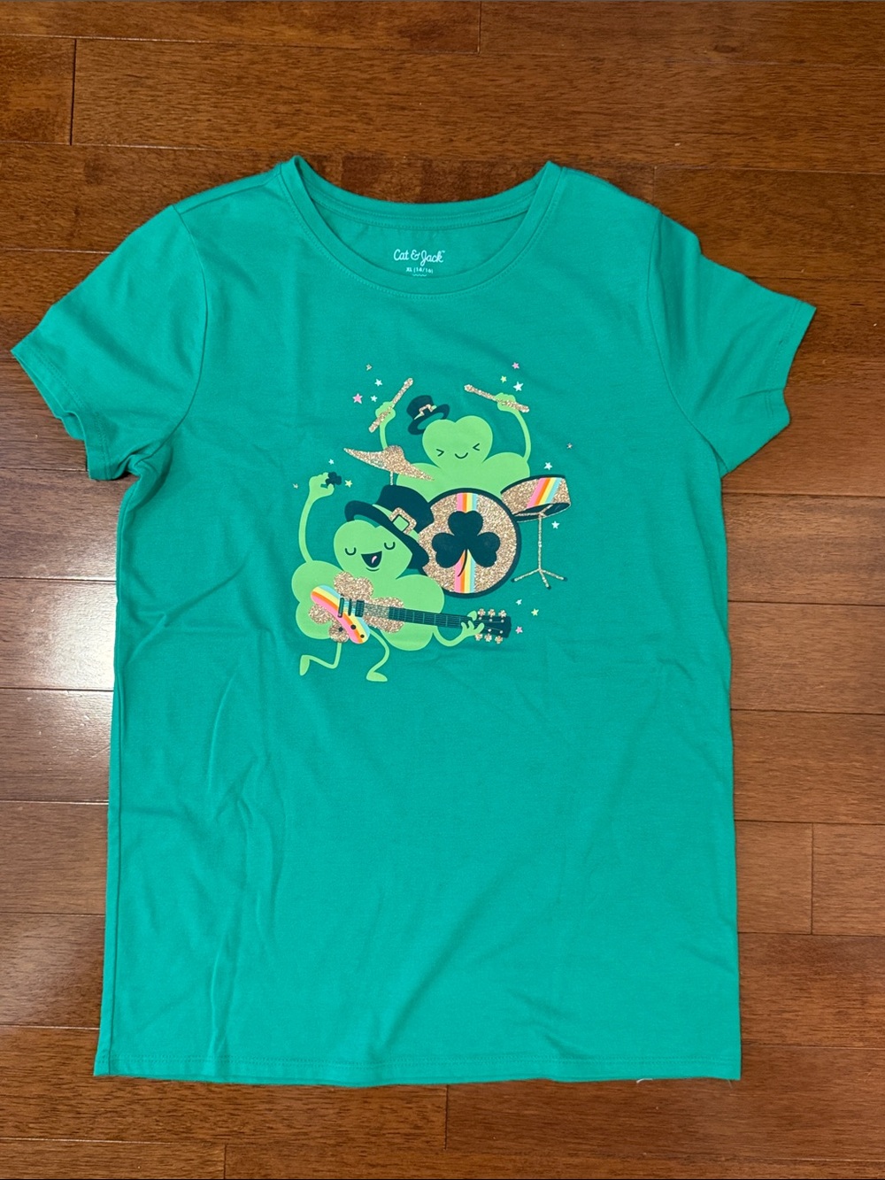 *NWOT* Cat & Jack Teal Shamrock Band Graphic Tee